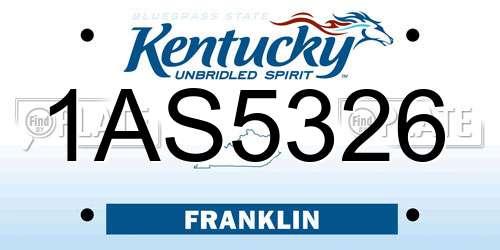 1AS5326 Kentucky License Plate