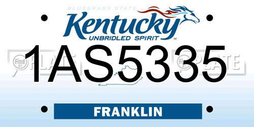 1AS5335 Kentucky License Plate
