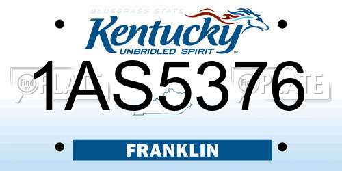 1AS5376 Kentucky License Plate