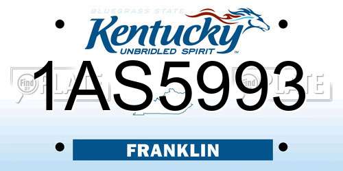 1AS5993 Kentucky License Plate