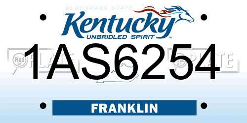 1AS6254 Kentucky License Plate