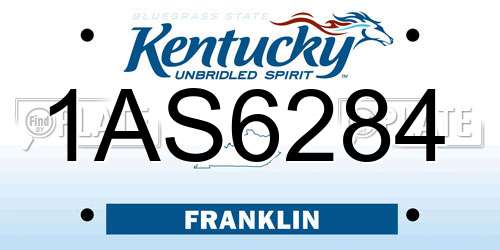 1AS6284 Kentucky License Plate