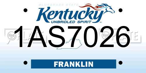 1AS7026 Kentucky License Plate