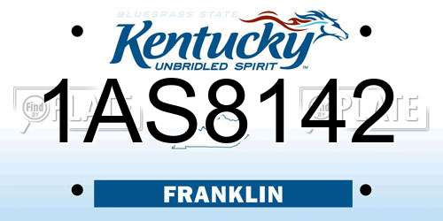 1AS8142 Kentucky License Plate
