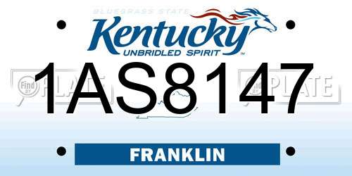 1AS8147 Kentucky License Plate