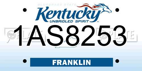1AS8253 Kentucky License Plate