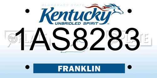 1AS8283 Kentucky License Plate