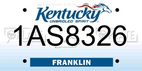 1AS8326 Kentucky License Plate