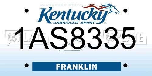 1AS8335 Kentucky License Plate