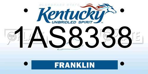1AS8338 Kentucky License Plate