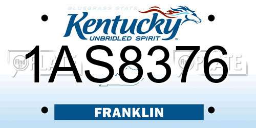 1AS8376 Kentucky License Plate