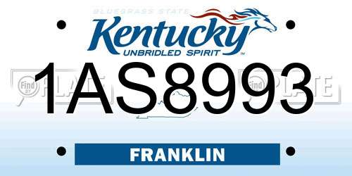 1AS8993 Kentucky License Plate