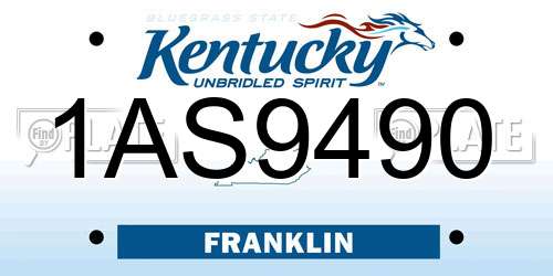 1AS9490 Kentucky License Plate