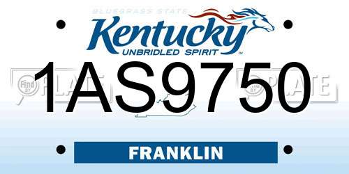 1AS9750 Kentucky License Plate