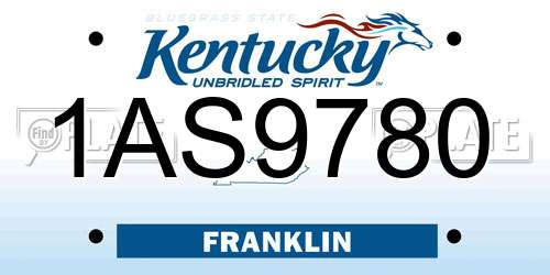 1AS9780 Kentucky License Plate