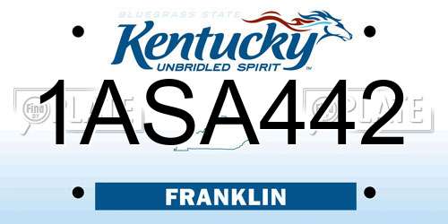1ASA442 Kentucky License Plate