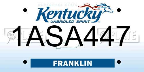 1ASA447 Kentucky License Plate