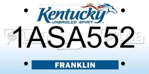 1ASA552 Kentucky License Plate