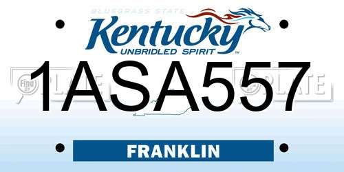 1ASA557 Kentucky License Plate
