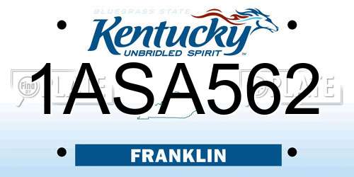 1ASA562 Kentucky License Plate