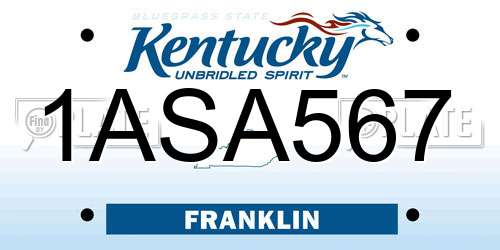 1ASA567 Kentucky License Plate