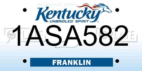 1ASA582 Kentucky License Plate