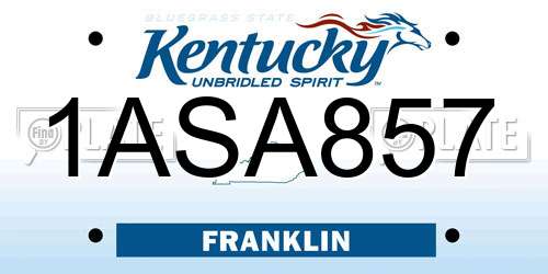 1ASA857 Kentucky License Plate
