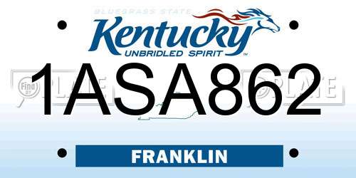 1ASA862 Kentucky License Plate