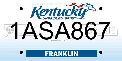 1ASA867 Kentucky License Plate