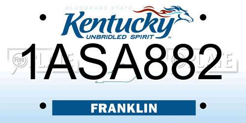 1ASA882 Kentucky License Plate