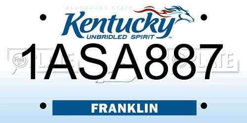 1ASA887 Kentucky License Plate
