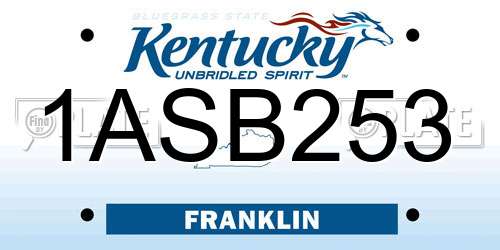 1ASB253 Kentucky License Plate