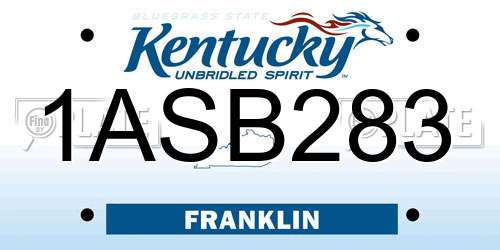1ASB283 Kentucky License Plate