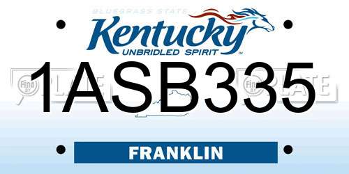 1ASB335 Kentucky License Plate