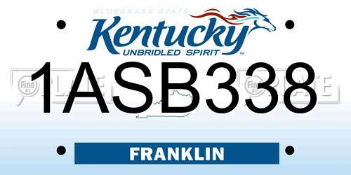 1ASB338 Kentucky License Plate