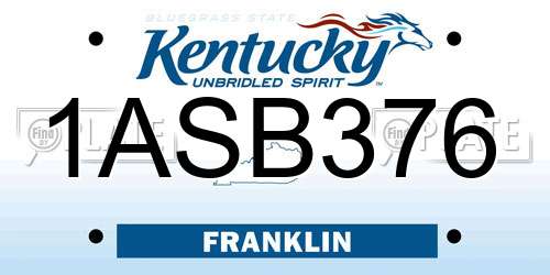 1ASB376 Kentucky License Plate
