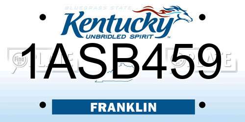 1ASB459 Kentucky License Plate