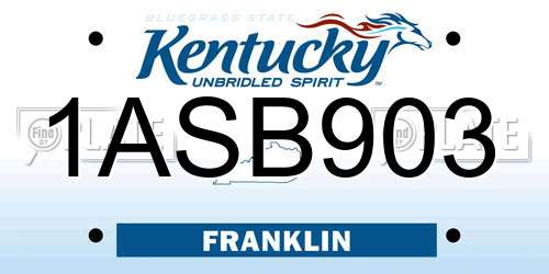 1ASB903 Kentucky License Plate