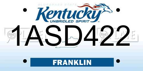 1ASD422 Kentucky License Plate