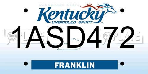 1ASD472 Kentucky License Plate
