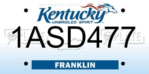 1ASD477 Kentucky License Plate