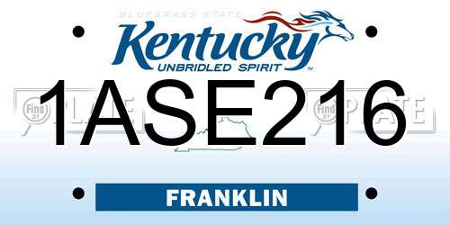 1ASE216 Kentucky License Plate
