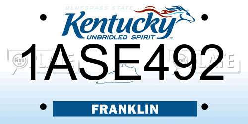 1ASE492 Kentucky License Plate