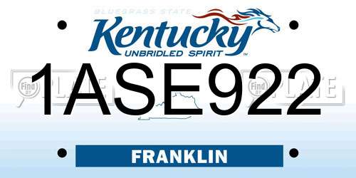 1ASE922 Kentucky License Plate