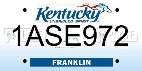 1ASE972 Kentucky License Plate