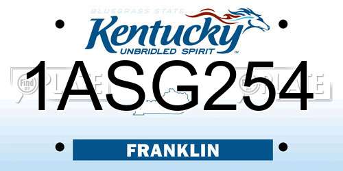 1ASG254 Kentucky License Plate