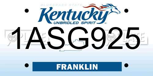 1ASG925 Kentucky License Plate