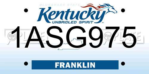 1ASG975 Kentucky License Plate
