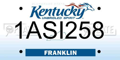 1ASI258 Kentucky License Plate