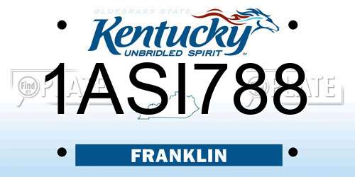 1ASI788 Kentucky License Plate